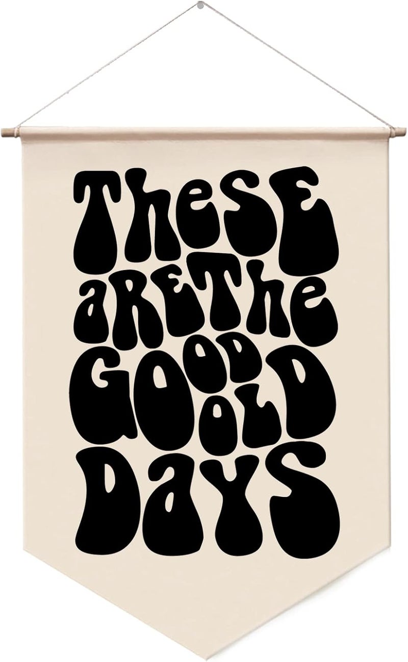 WCDHOR These Are The Good Old Days, 70s Wall Hanging Banner, Trendy Wall Decor, Funky Wall Art, Above Couch Hanging, Wall Trendy, Retro Typography Wall Art, Family Home Decor - Image 1